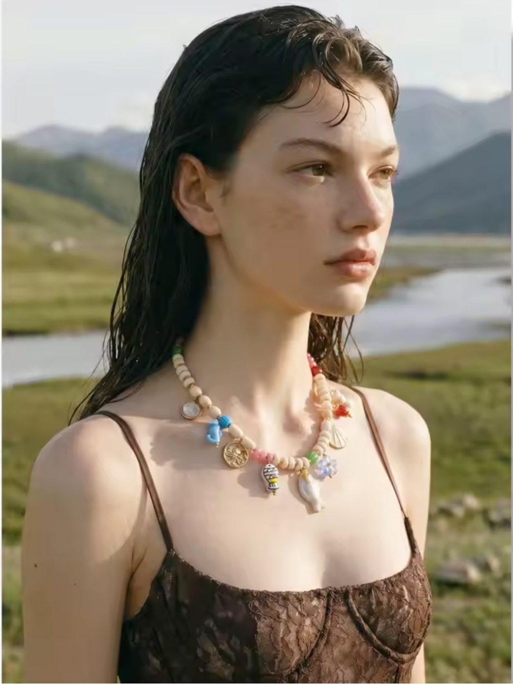 Colorful Beach Charm  Beaded Necklace - Picture 4 of 11